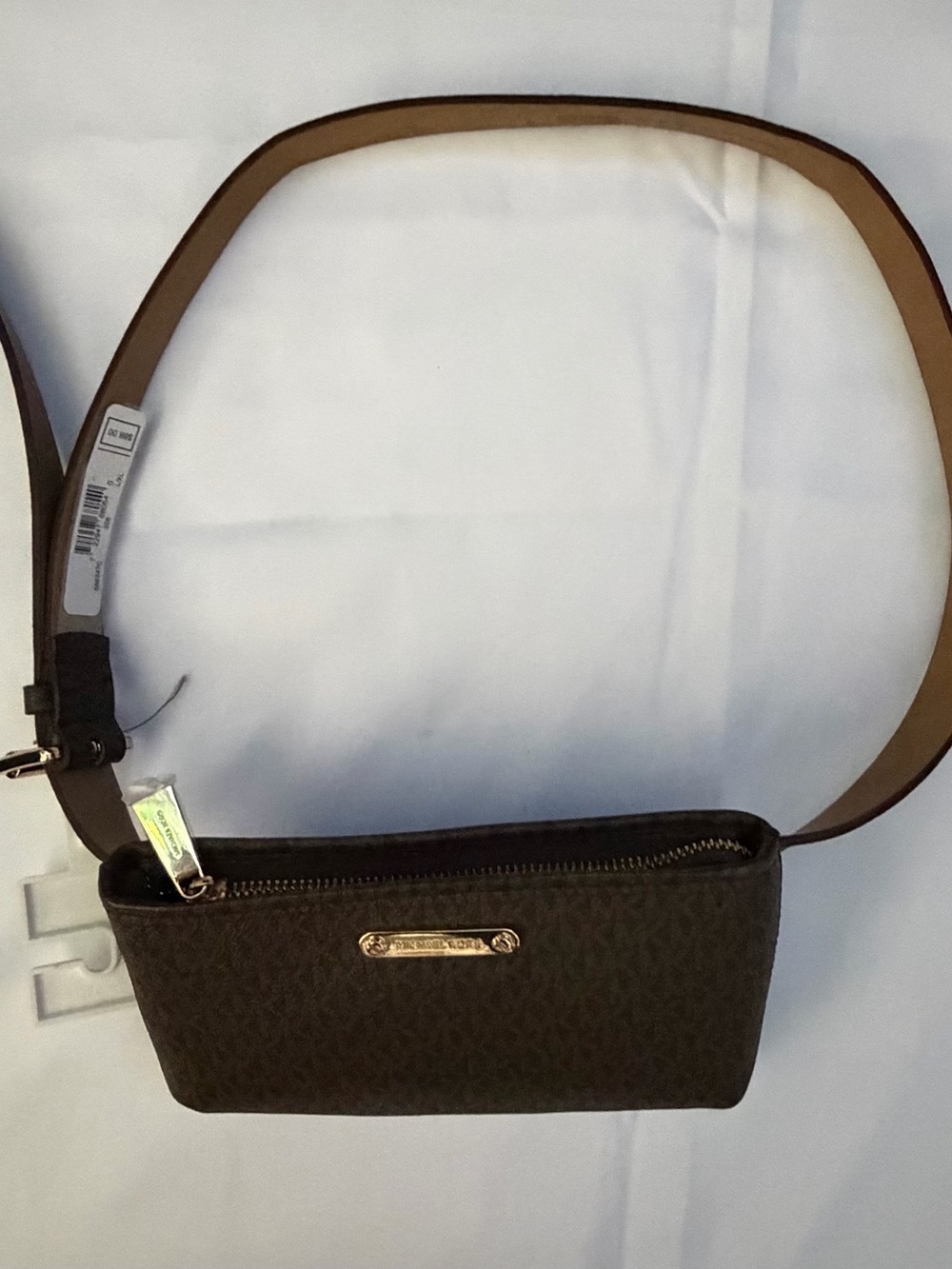 Michael Kors Dark Brown Monogram Belt Pouch with Gold Hardware